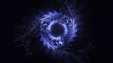 Soyut mavi fraktal ışık arkaplanı 3 boyutlu oluşturuluyor