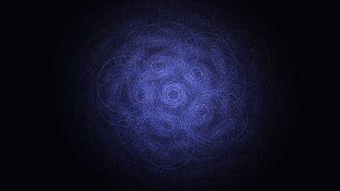 Soyut mavi fraktal ışık arkaplanı 3 boyutlu oluşturuluyor