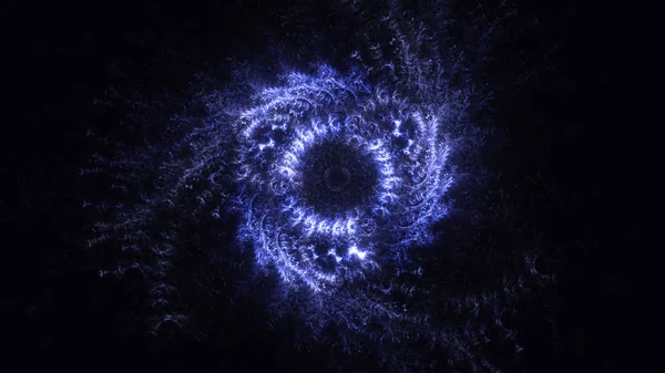 Soyut mavi fraktal ışık arkaplanı 3 boyutlu oluşturuluyor