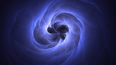Soyut mavi fraktal ışık arkaplanı 3 boyutlu oluşturuluyor