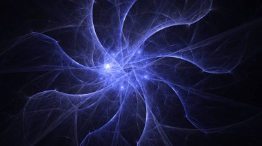 Soyut mavi fraktal ışık arkaplanı 3 boyutlu oluşturuluyor
