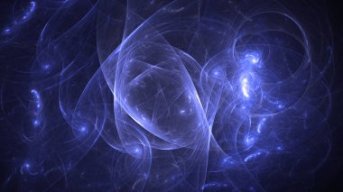 Soyut mavi fraktal ışık arkaplanı 3 boyutlu oluşturuluyor