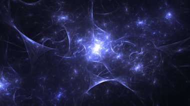 Soyut mavi fraktal ışık arkaplanı 3 boyutlu oluşturuluyor