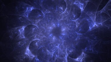 Soyut mavi fraktal ışık arkaplanı 3 boyutlu oluşturuluyor