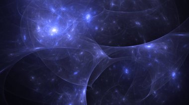 Soyut mavi fraktal ışık arkaplanı 3 boyutlu oluşturuluyor