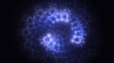 Soyut mavi fraktal ışık arkaplanı 3 boyutlu oluşturuluyor