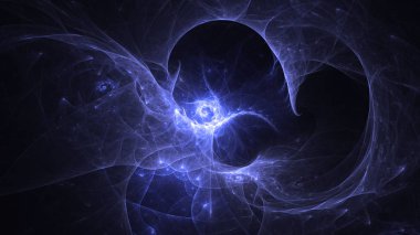 Soyut mavi fraktal ışık arkaplanı 3 boyutlu oluşturuluyor