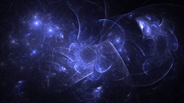 Soyut mavi fraktal ışık arkaplanı 3 boyutlu oluşturuluyor