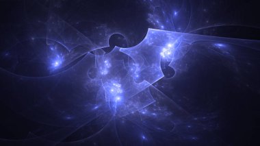 Soyut mavi fraktal ışık arkaplanı 3 boyutlu oluşturuluyor