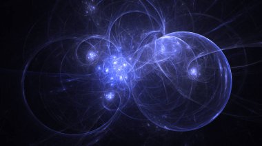 Soyut mavi fraktal ışık arkaplanı 3 boyutlu oluşturuluyor