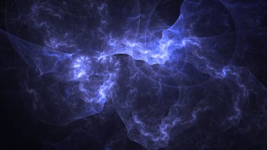 Soyut mavi fraktal ışık arkaplanı 3 boyutlu oluşturuluyor
