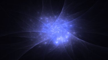 Soyut mavi fraktal ışık arkaplanı 3 boyutlu oluşturuluyor
