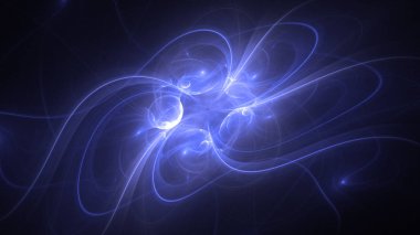Soyut mavi fraktal ışık arkaplanı 3 boyutlu oluşturuluyor