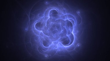 Soyut mavi fraktal ışık arkaplanı 3 boyutlu oluşturuluyor