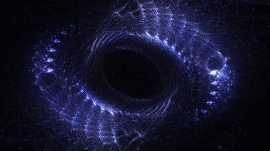 Soyut mavi fraktal ışık arkaplanı 3 boyutlu oluşturuluyor