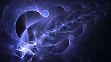 Soyut mavi fraktal ışık arkaplanı 3 boyutlu oluşturuluyor