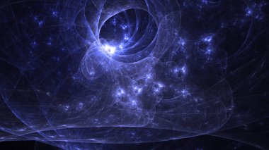 Soyut mavi fraktal ışık arkaplanı 3 boyutlu oluşturuluyor