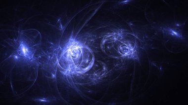 Soyut mavi fraktal ışık arkaplanı 3 boyutlu oluşturuluyor