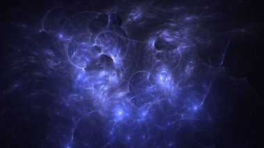 Soyut mavi fraktal ışık arkaplanı 3 boyutlu oluşturuluyor