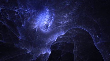 Soyut mavi fraktal ışık arkaplanı 3 boyutlu oluşturuluyor