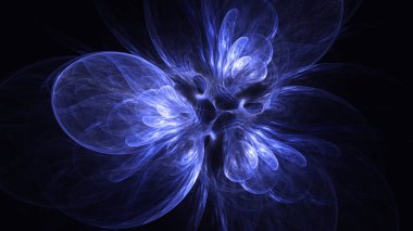 Soyut mavi fraktal ışık arkaplanı 3 boyutlu oluşturuluyor