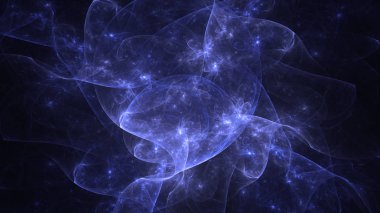 Soyut mavi fraktal ışık arkaplanı 3 boyutlu oluşturuluyor