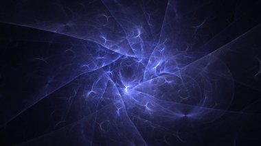 Soyut mavi fraktal ışık arkaplanı 3 boyutlu oluşturuluyor