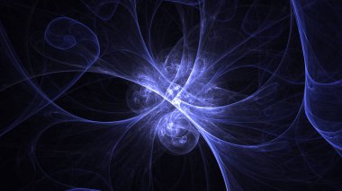 Soyut mavi fraktal ışık arkaplanı 3 boyutlu oluşturuluyor