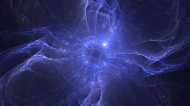 Soyut mavi fraktal ışık arkaplanı 3 boyutlu oluşturuluyor