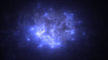 Soyut mavi fraktal ışık arkaplanı 3 boyutlu oluşturuluyor