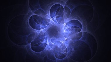 Soyut mavi fraktal ışık arkaplanı 3 boyutlu oluşturuluyor