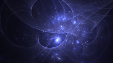 Soyut mavi fraktal ışık arkaplanı 3 boyutlu oluşturuluyor