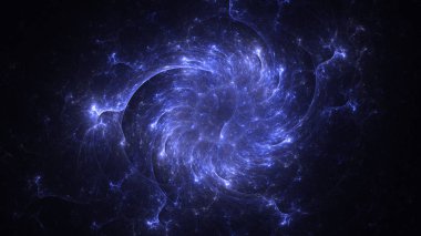 Soyut mavi fraktal ışık arkaplanı 3 boyutlu oluşturuluyor