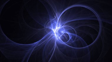 Soyut mavi fraktal ışık arkaplanı 3 boyutlu oluşturuluyor