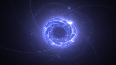 Soyut mavi fraktal ışık arkaplanı 3 boyutlu oluşturuluyor