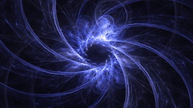 Soyut mavi fraktal ışık arkaplanı 3 boyutlu oluşturuluyor