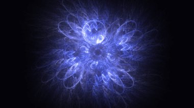Soyut mavi fraktal ışık arkaplanı 3 boyutlu oluşturuluyor