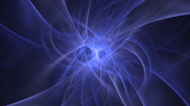 Soyut mavi fraktal ışık arkaplanı 3 boyutlu oluşturuluyor
