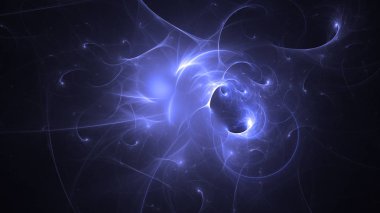 Soyut mavi fraktal ışık arkaplanı 3 boyutlu oluşturuluyor