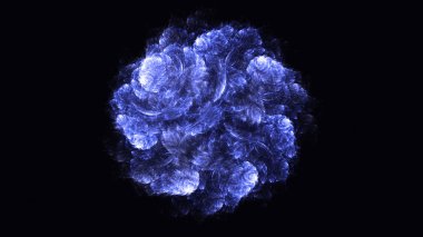 Soyut mavi fraktal ışık arkaplanı 3 boyutlu oluşturuluyor