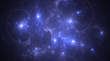 Soyut mavi fraktal ışık arkaplanı 3 boyutlu oluşturuluyor