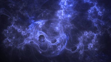 Soyut mavi fraktal ışık arkaplanı 3 boyutlu oluşturuluyor