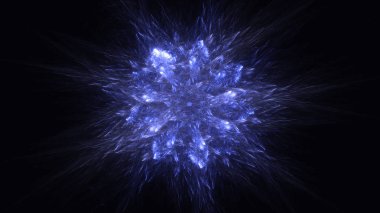 Soyut mavi fraktal ışık arkaplanı 3 boyutlu oluşturuluyor