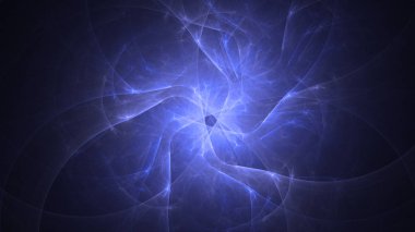 Soyut mavi fraktal ışık arkaplanı 3 boyutlu oluşturuluyor