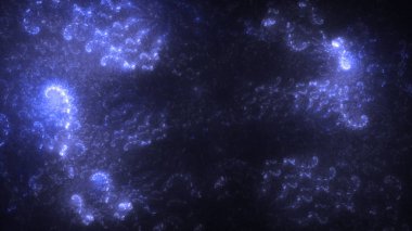 Soyut mavi fraktal ışık arkaplanı 3 boyutlu oluşturuluyor