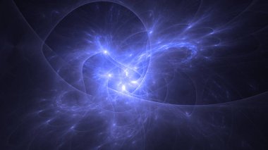 Soyut mavi fraktal ışık arkaplanı 3 boyutlu oluşturuluyor