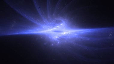 Soyut mavi fraktal ışık arkaplanı 3 boyutlu oluşturuluyor