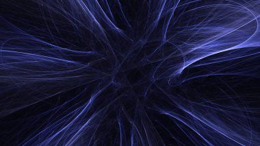 Soyut mavi fraktal ışık arkaplanı 3 boyutlu oluşturuluyor
