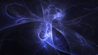 Soyut mavi fraktal ışık arkaplanı 3 boyutlu oluşturuluyor