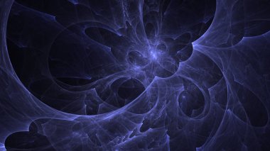 Soyut mavi fraktal ışık arkaplanı 3 boyutlu oluşturuluyor